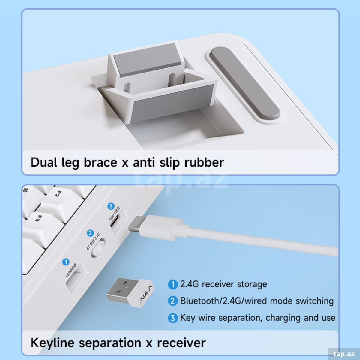 Klaviatura AULA F75 Sea Salt Blue Mechanical Keyboard (4)