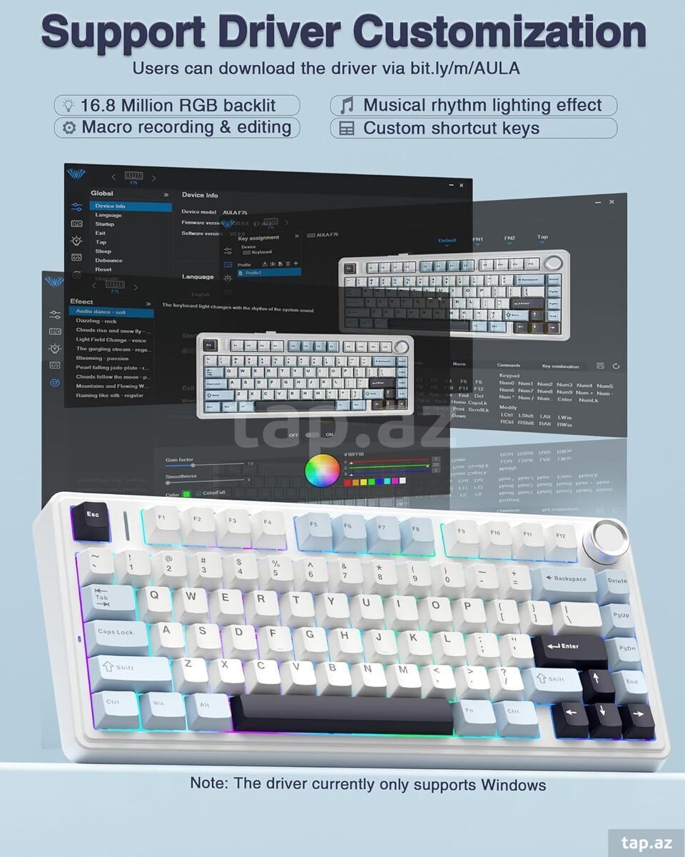 Klaviatura AULA F75 Glacier Blue (5)