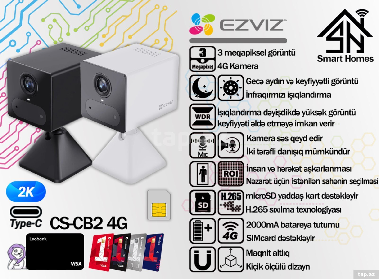 Ezviz CB2 batareyalı ağıllı 4G kamera