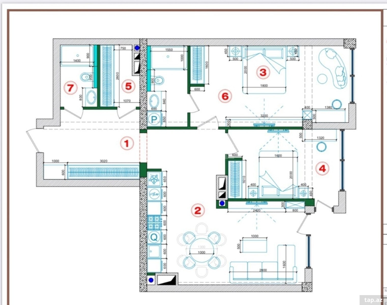3-otaqlı yeni tikili kirayə verilir, Nəsimi r., 100 m² (21)