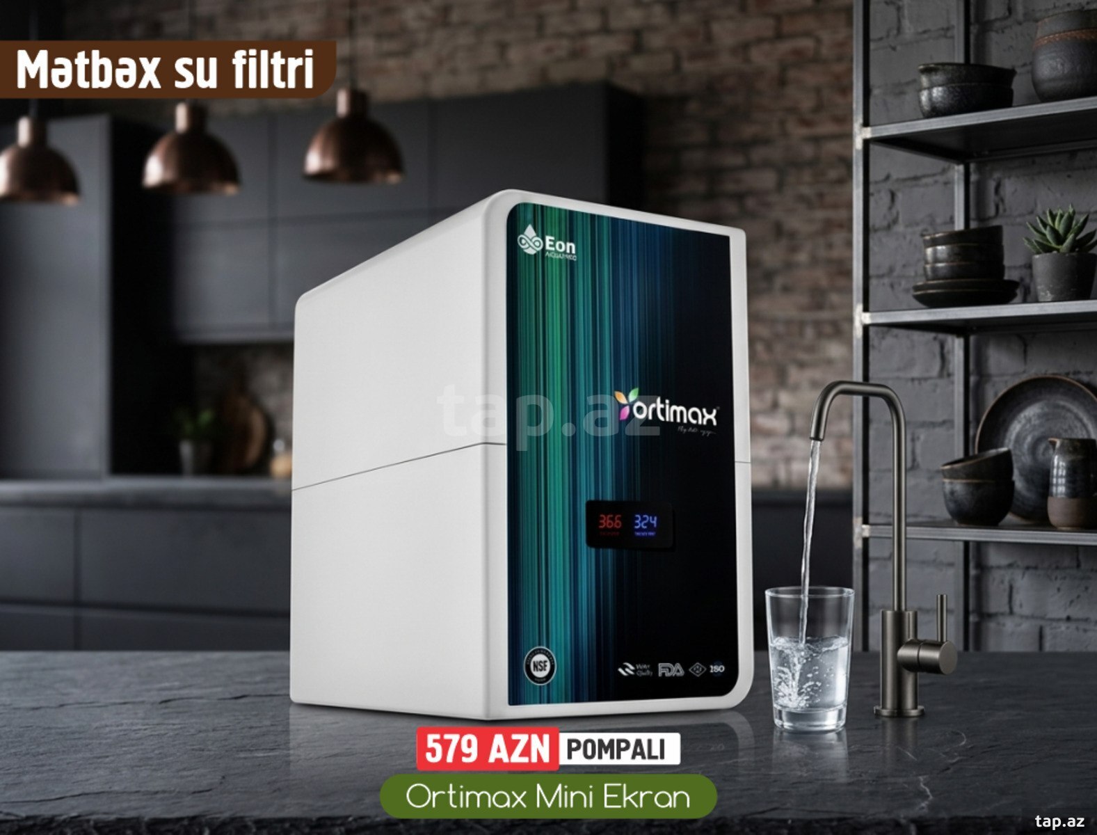 Su filteri Ortimax Mini Ekran 2.2 gallon 5 mərhələ
