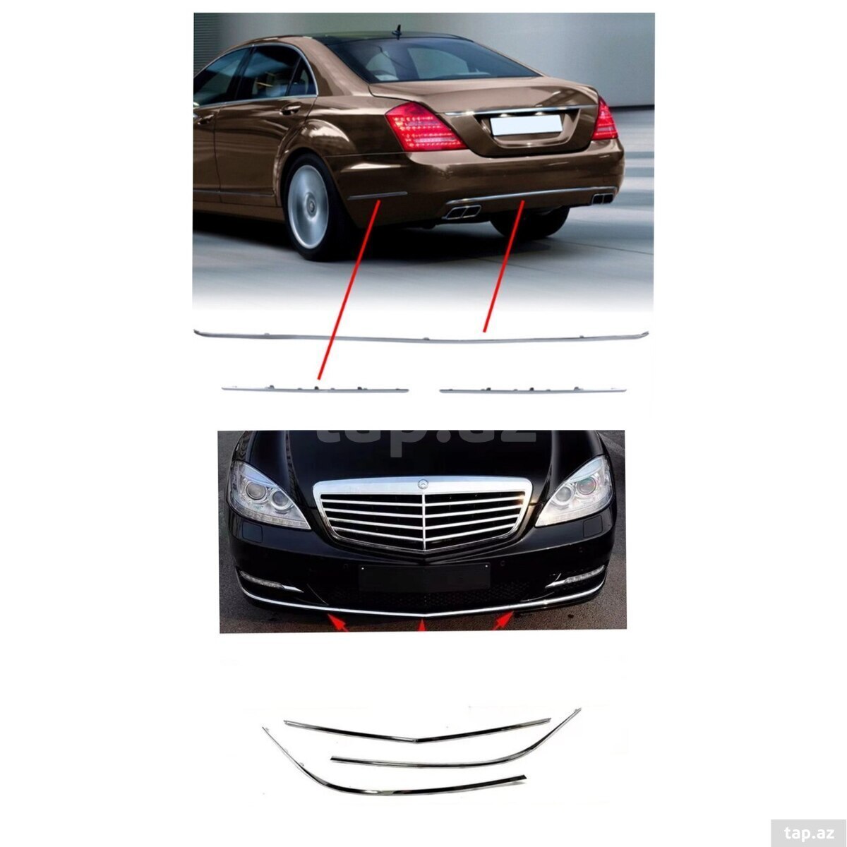 "Mercedes W221, Mercedes S221" bufer nikeli xrom kantı