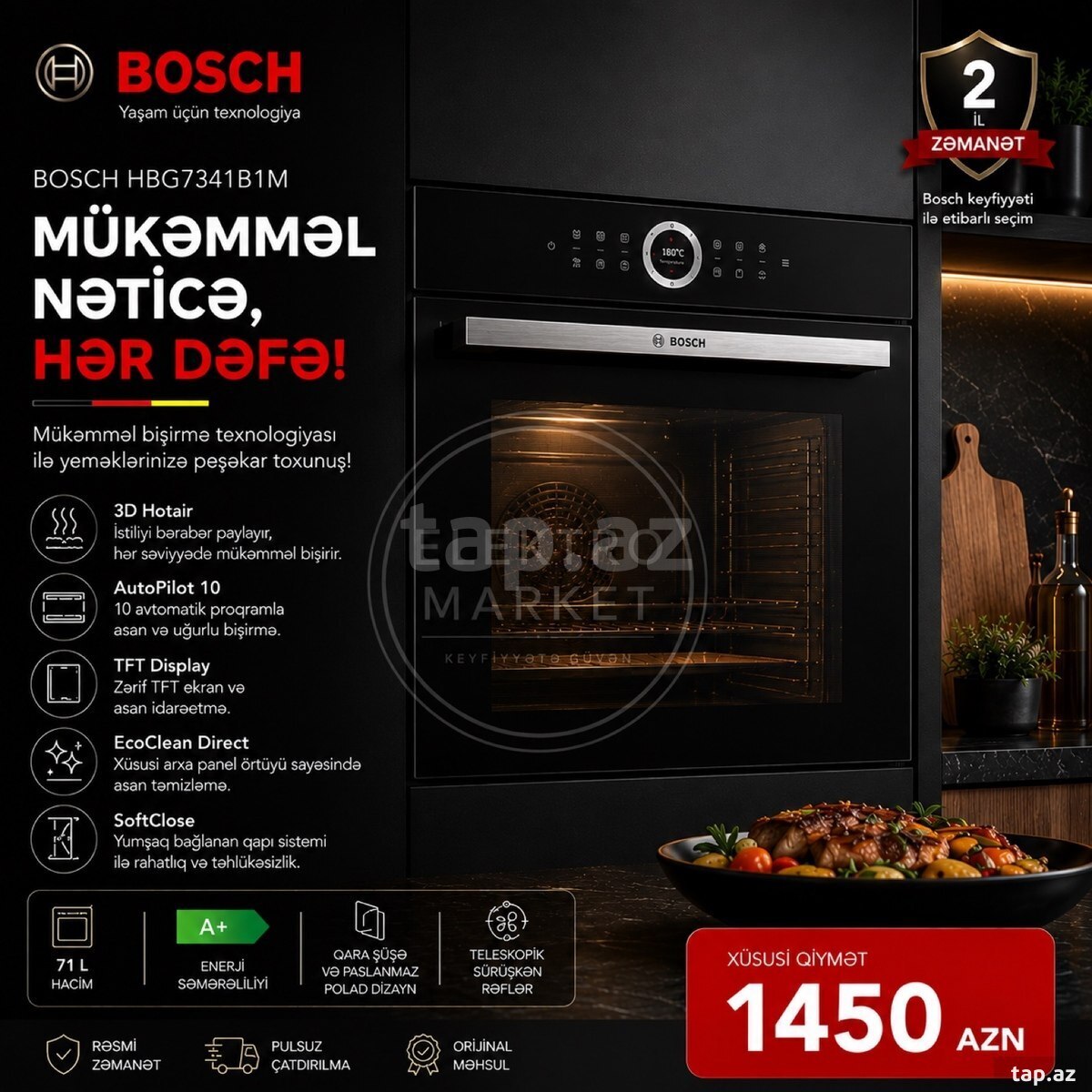 Quraşdırılan soba "BOSCH HBG7341B1M"