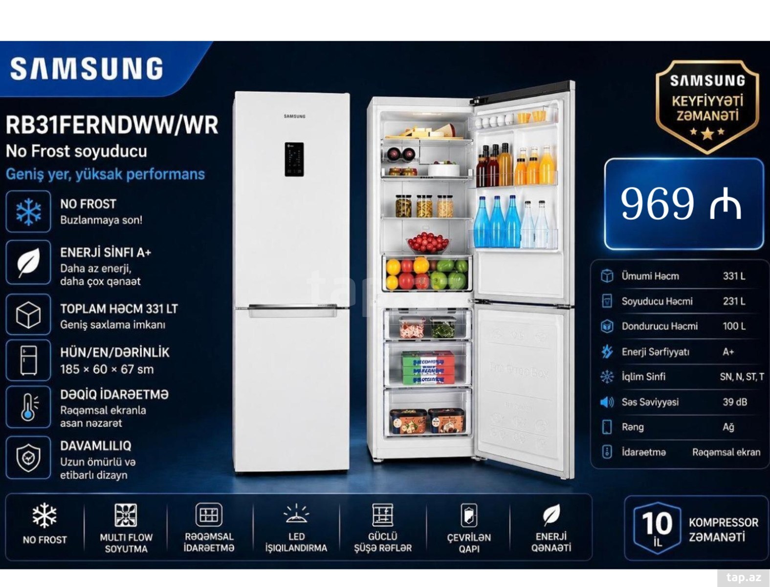Soyuducu Samsung RB31FERNDWW/WR