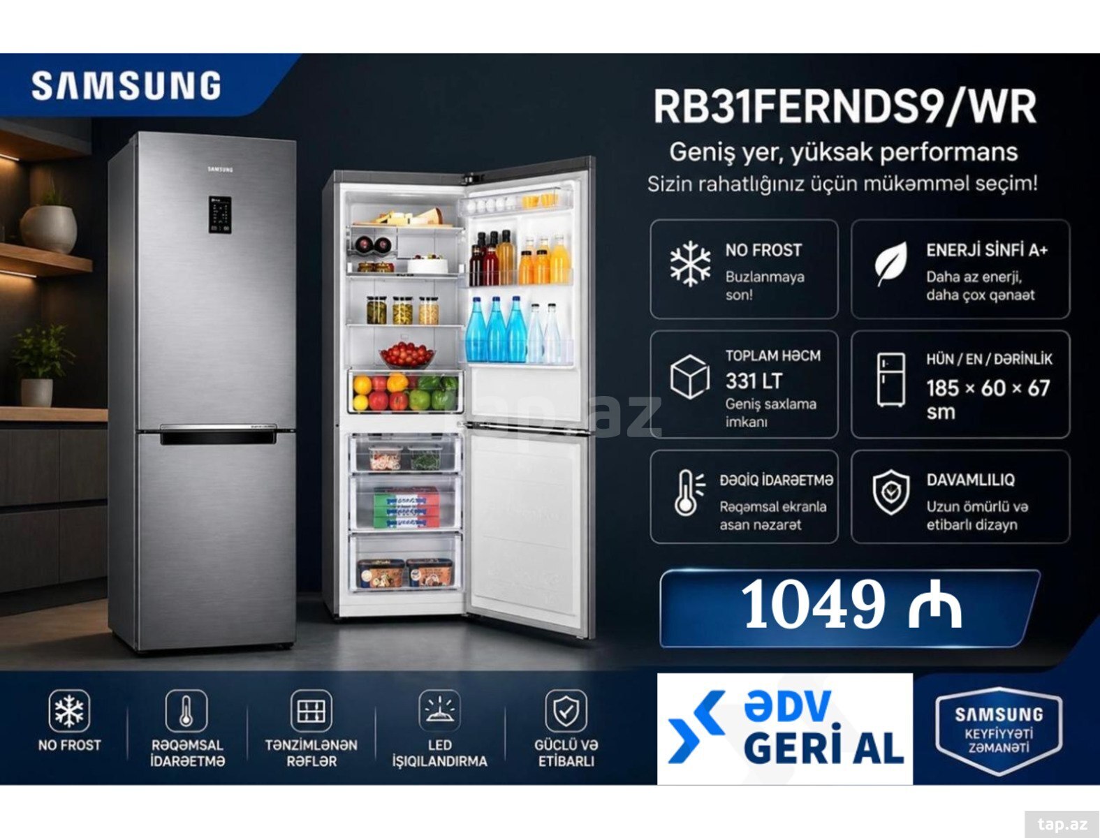 Soyuducu Samsung RB31FERNDS9/WR
