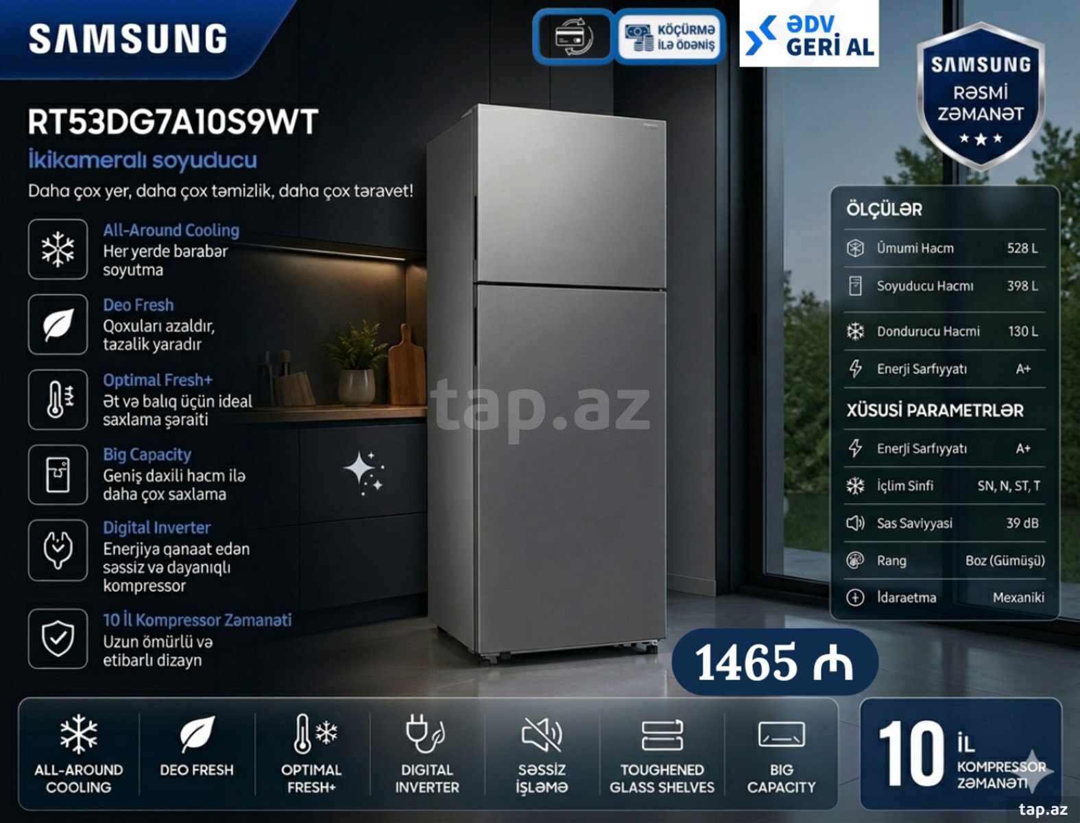 Soyuducu Samsung RT53DG7A10S9WT