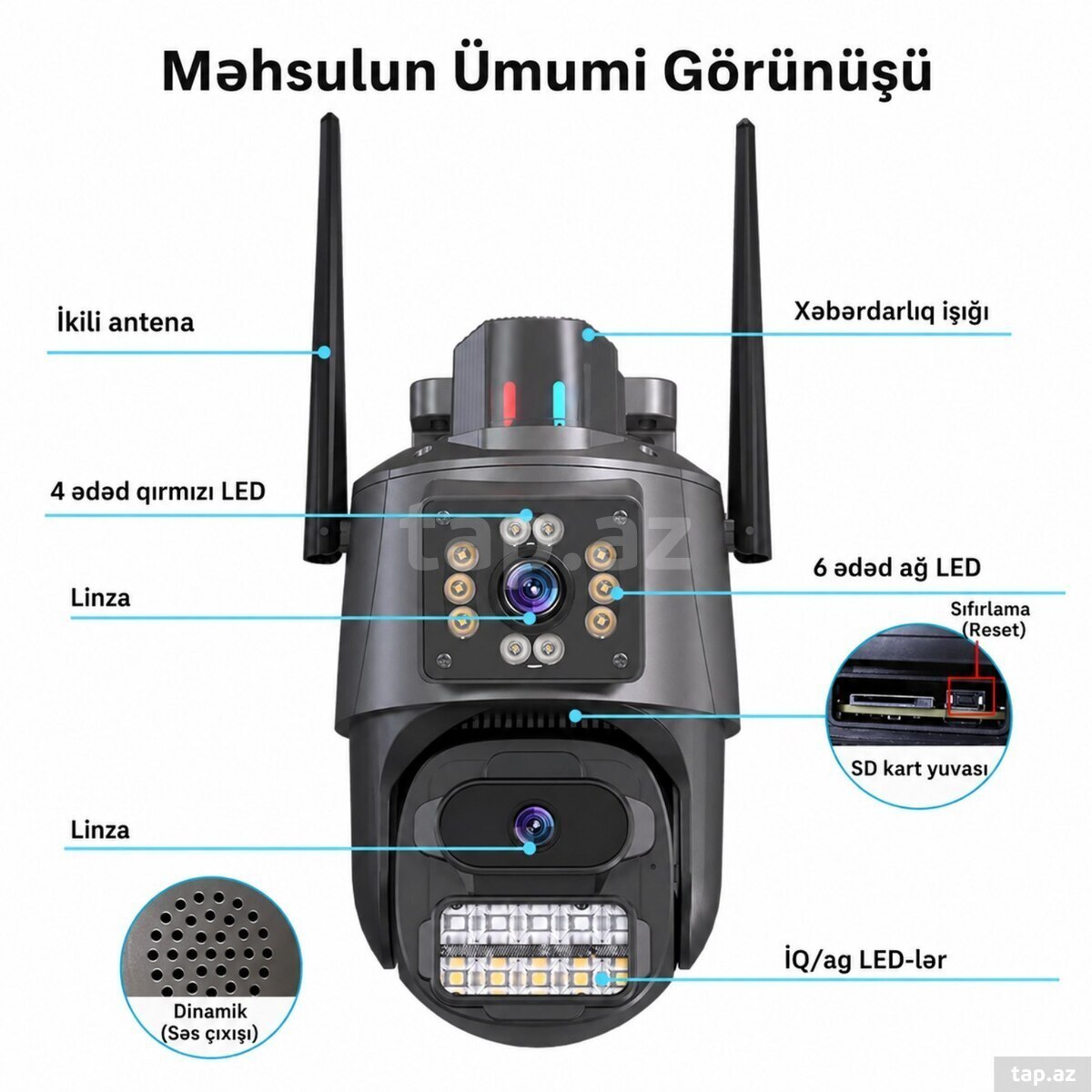 İcsee PTZ iki Lens Wi-Fi kamera (2)