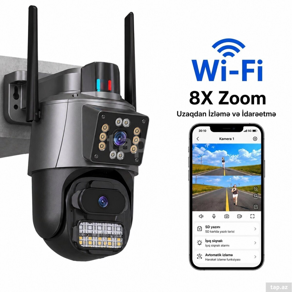 İcsee PTZ iki Lens Wi-Fi kamera
