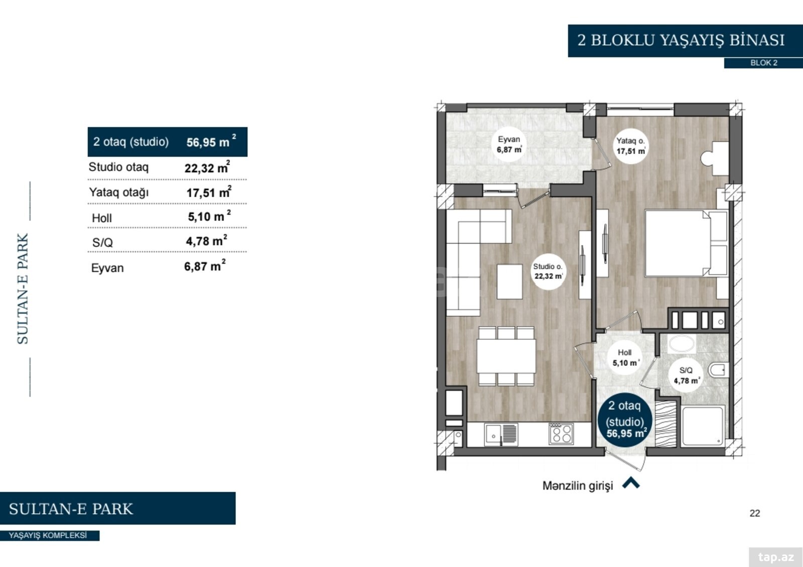 2-otaqlı yeni tikili, Xırdalan ş., 56 m² (15)