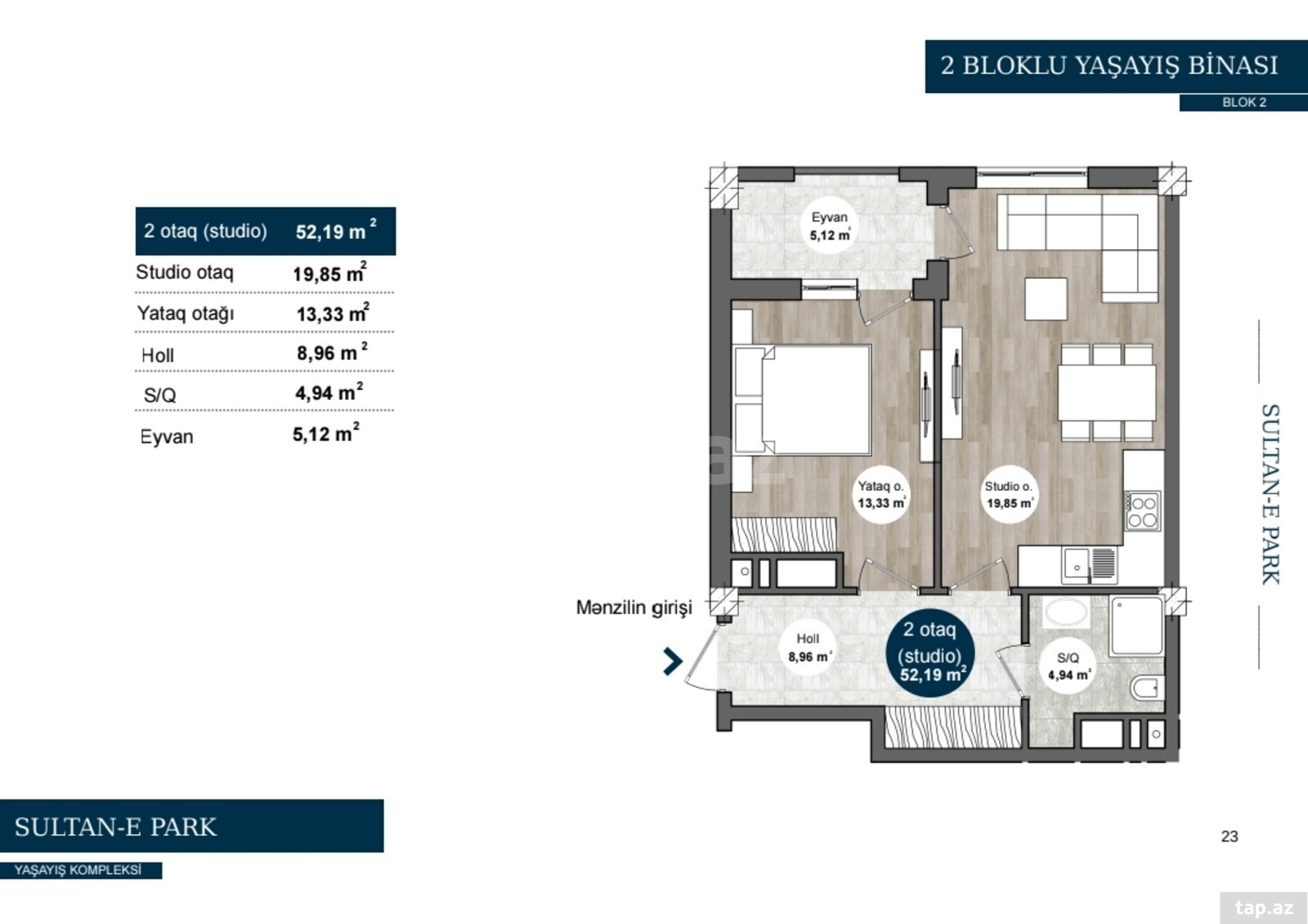 2-otaqlı yeni tikili, Xırdalan ş., 56 m² (18)