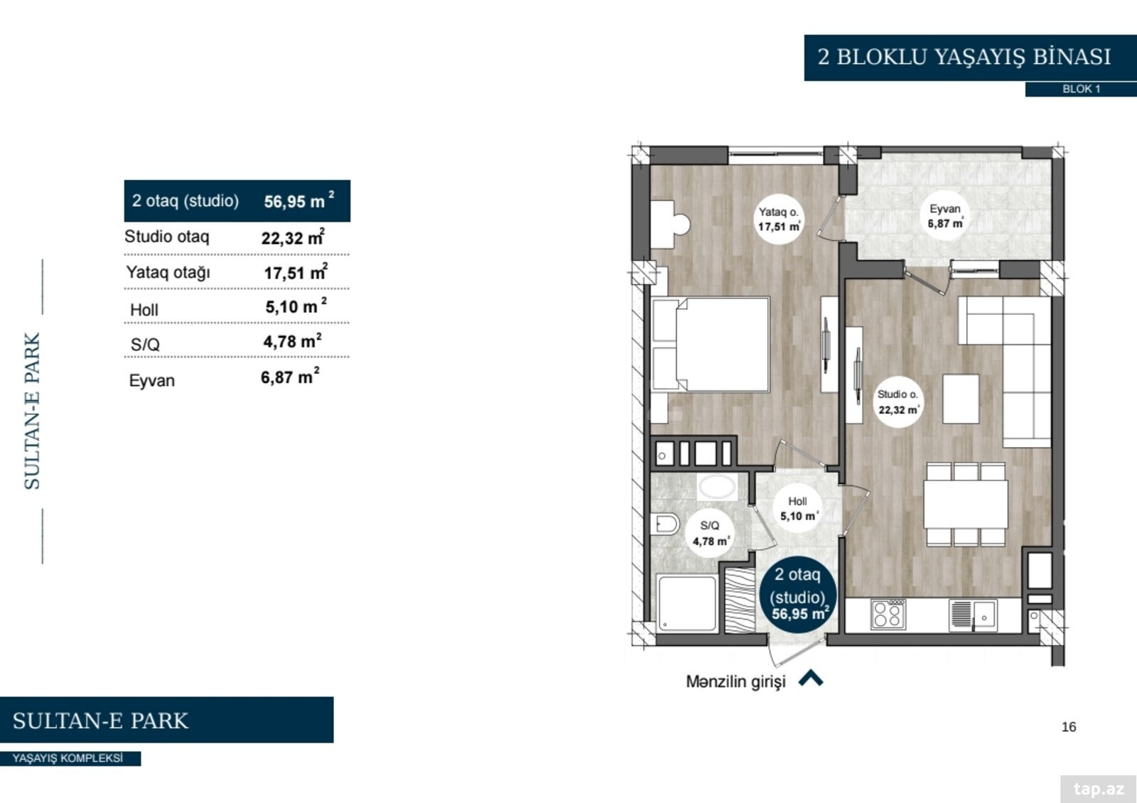 2-otaqlı yeni tikili, Xırdalan ş., 56 m² (9)