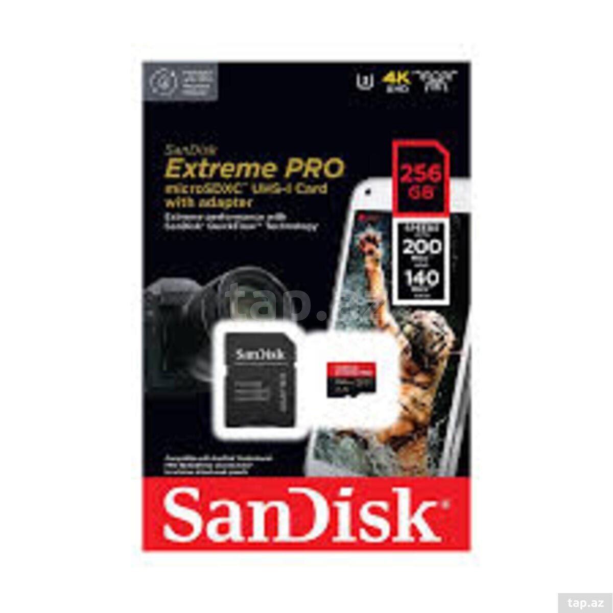 SD Kart "SanDisk 256GB Extreme PRO SDXC UHS-I Card - V30, 4K UHD, SD Card - SDSDXXD-256G-GN4IN "