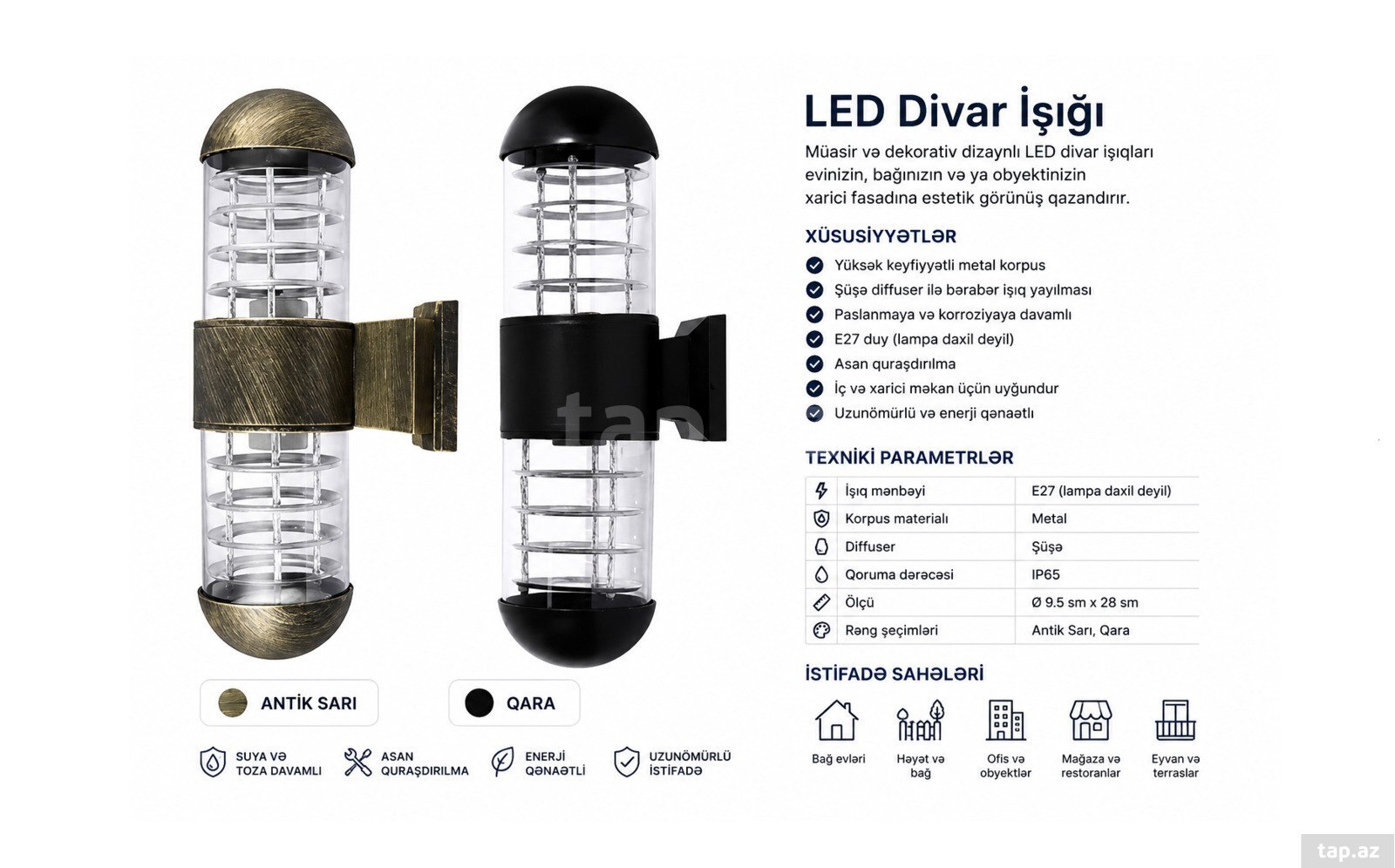 Silindir LED xarici divar işığı — 1