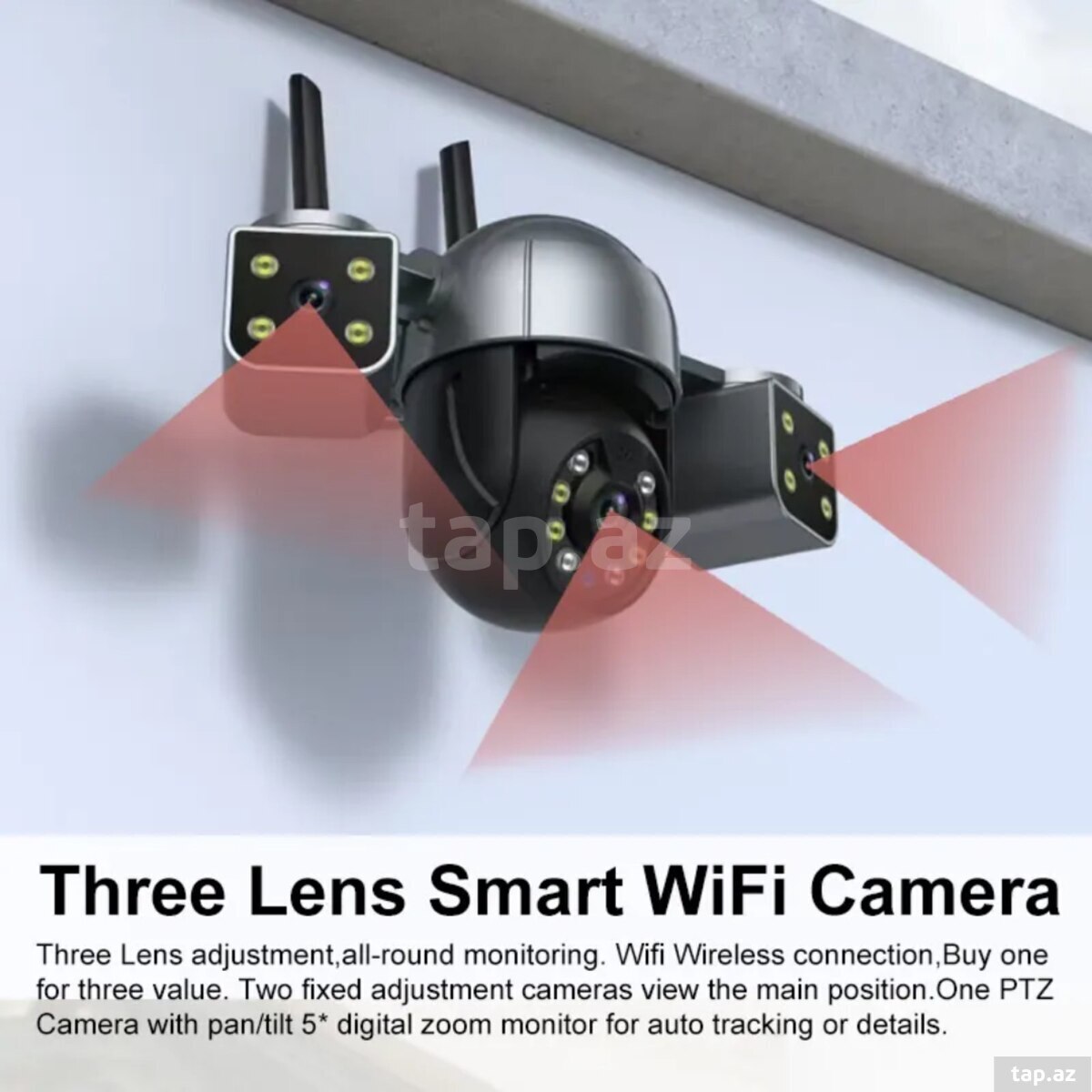 WiFi PTZ360° 3 kamera 8MP/4K+64GB