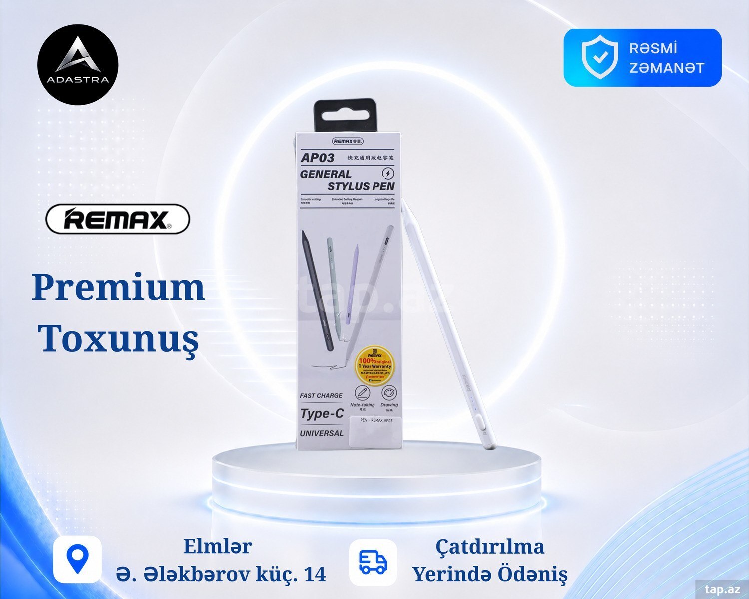 Remax Fast Charging Stylus Pen AP03 Black | Universal Stylus Pen