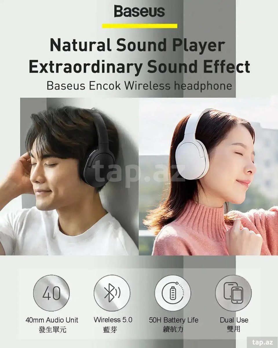 Baseus Encok Wireless Headphone D02 Pro Black | Bluetooth Headphone (3)