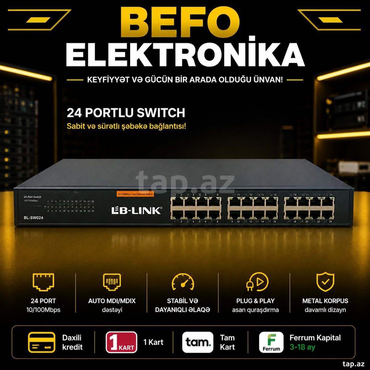 Switch 24 Port Ethernet — BL‑S8024 (Metal Case)
