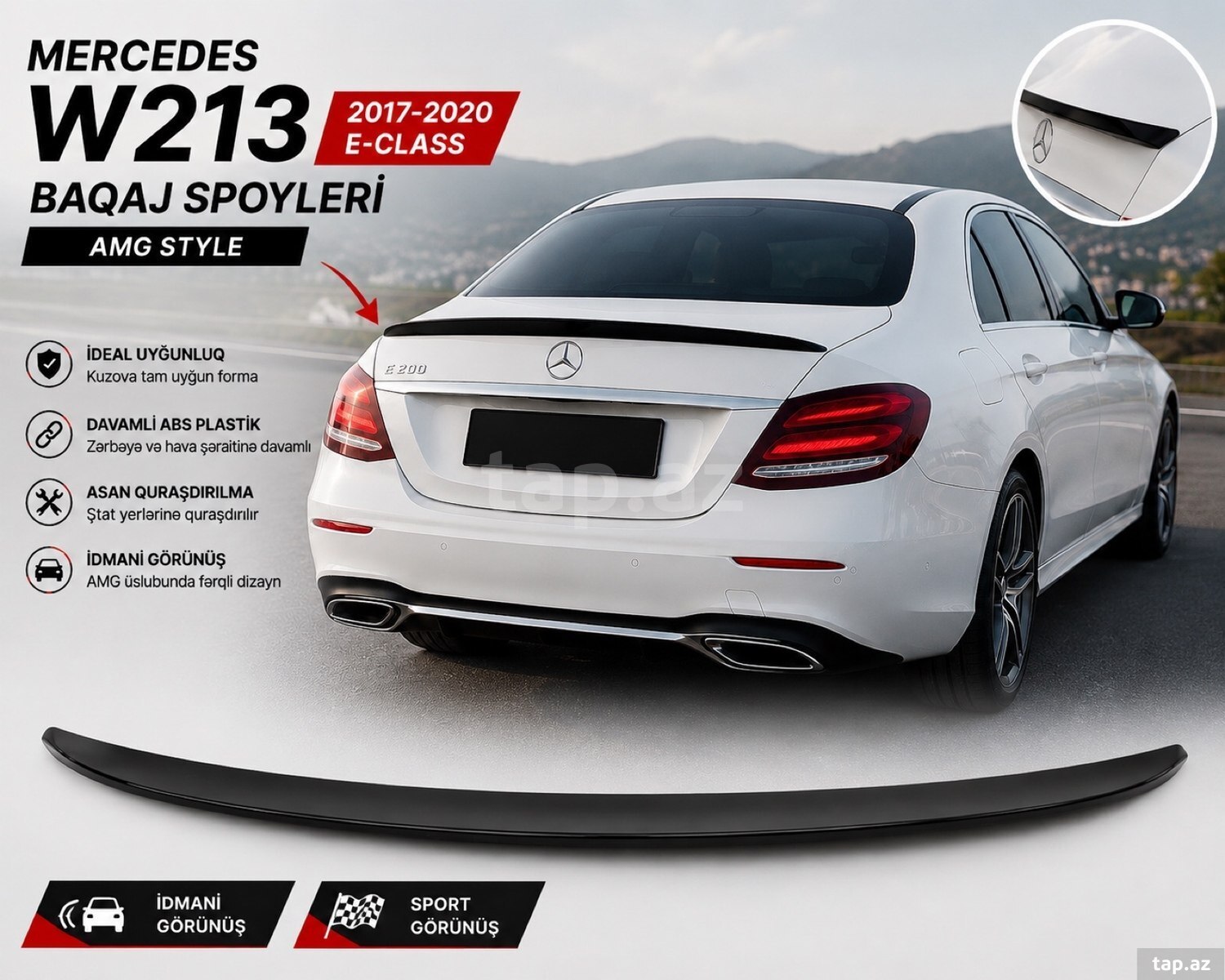 Mercedes E-Class (W213) AMG Style baqaj spoyleri 
