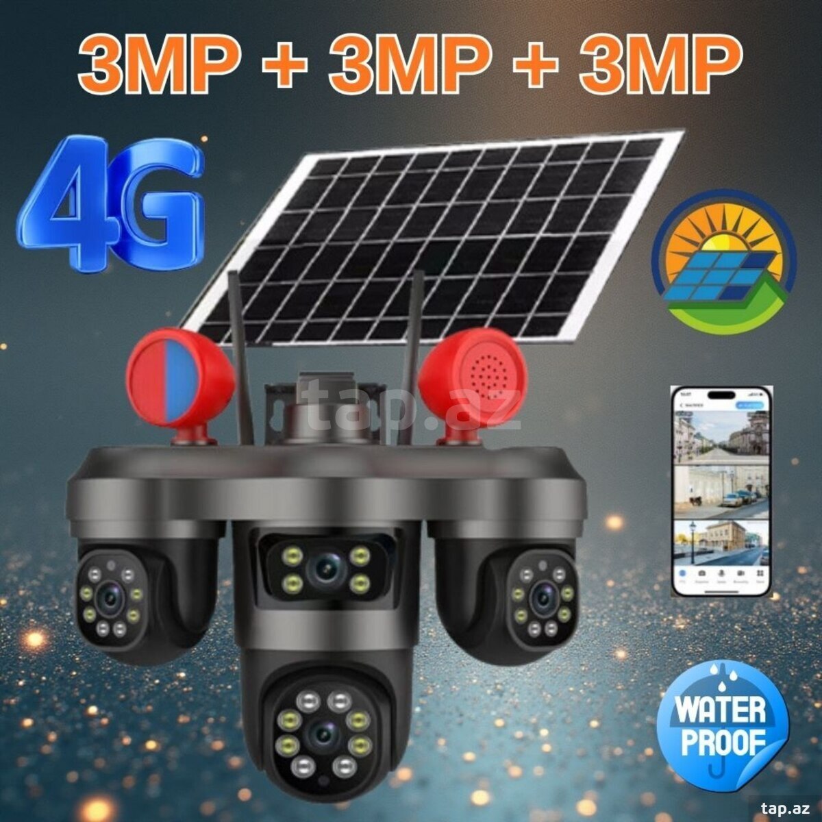 4G Sim kartlı Solar 360°FHD Kamera 12MP/4K+64GB