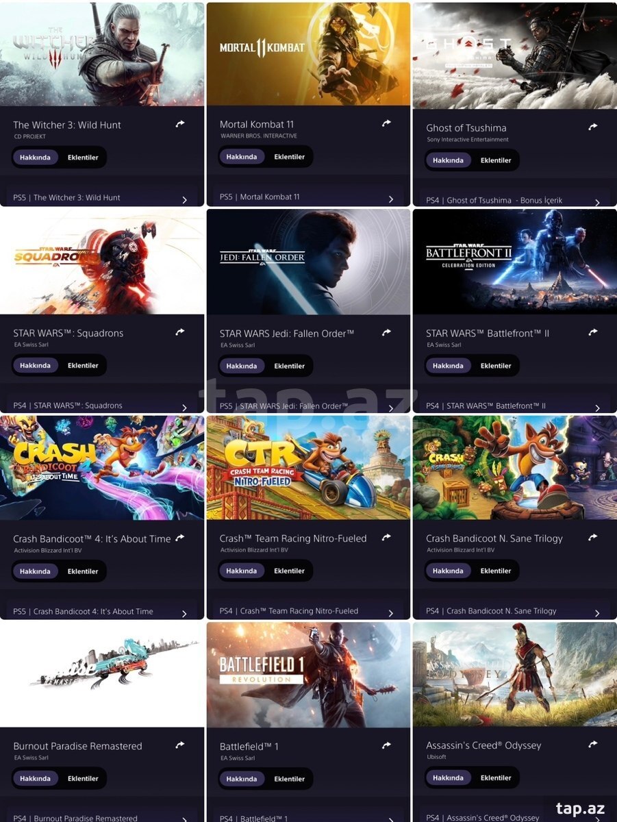 PlayStation Türkiyə akkauntu 12 oyunla