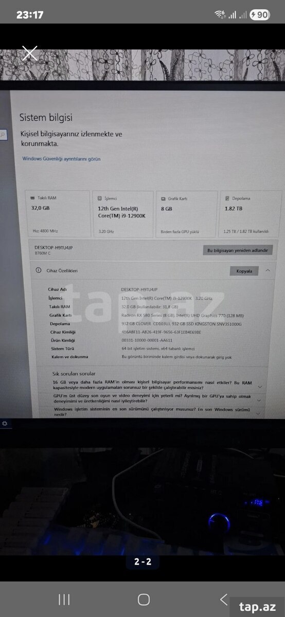 Masaüstü kompüter İ9 12900k  (2)