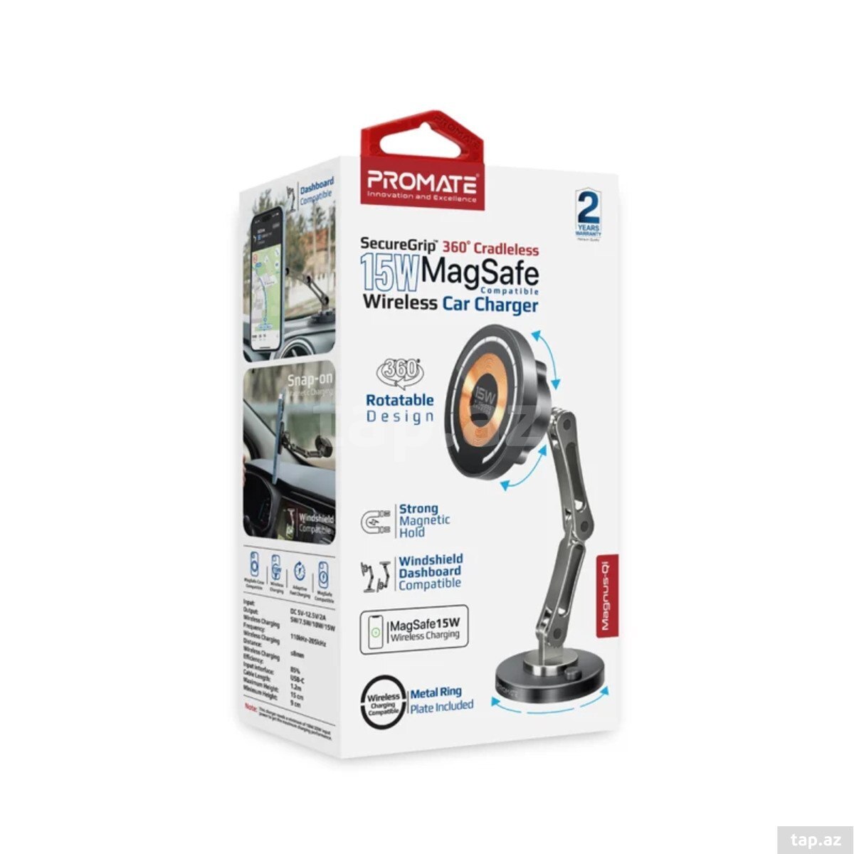Promate Magnus-Qi 15W Wireless Car Charger (3)