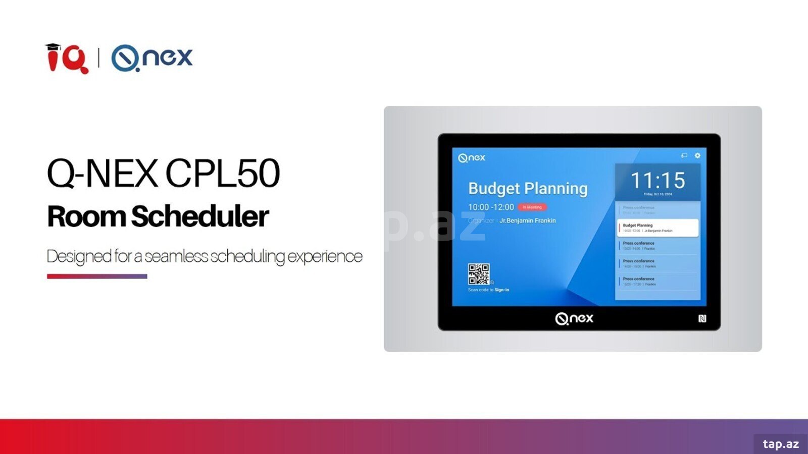 TOUCH PANEL CPL50 görüş otaqları üçün nəzərdə tutulmuş ağıllı rezervasiya və idarəetmə paneli — 1