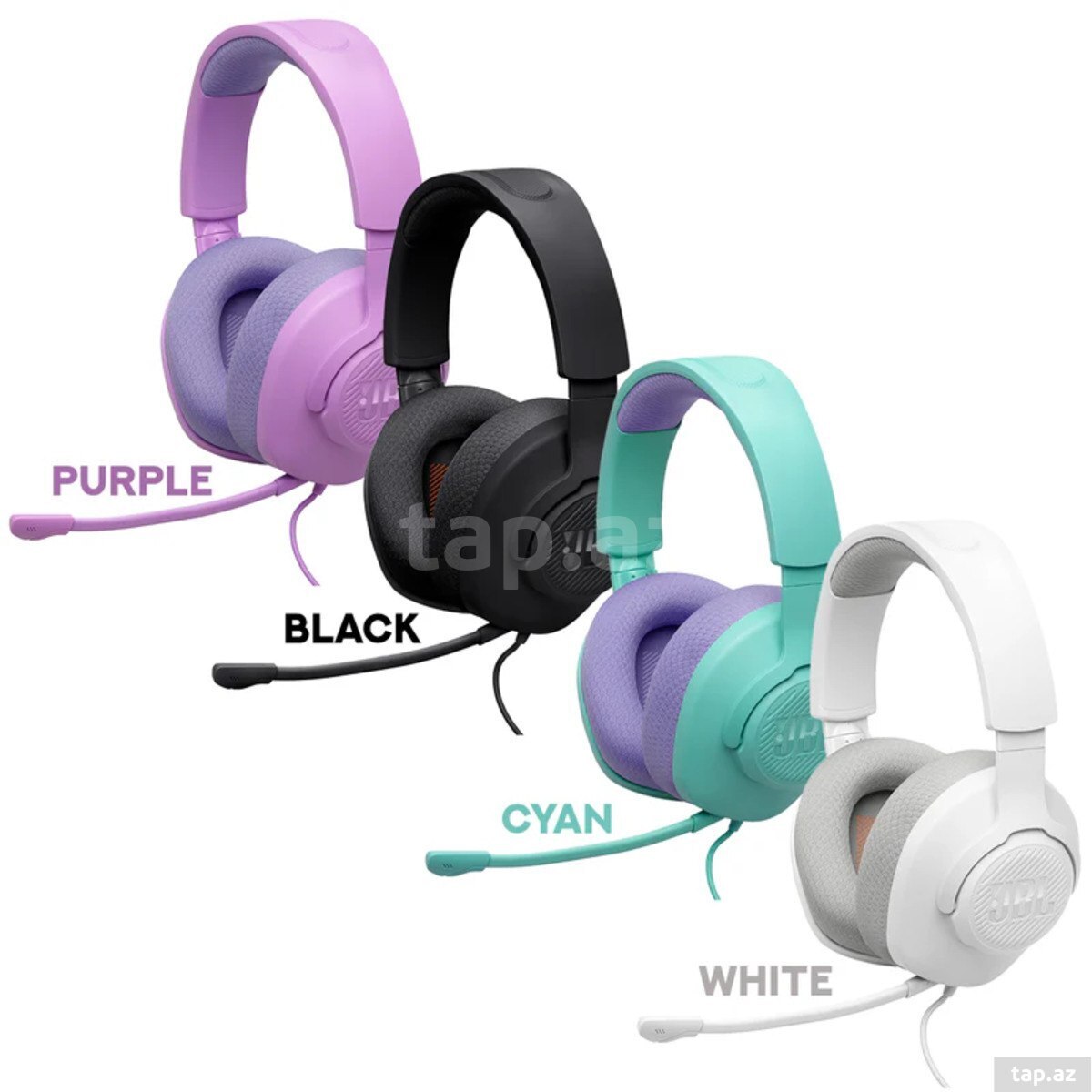 JBL Quantum 100M2 Black Cyan White Purple simli gaming qulaqlıq