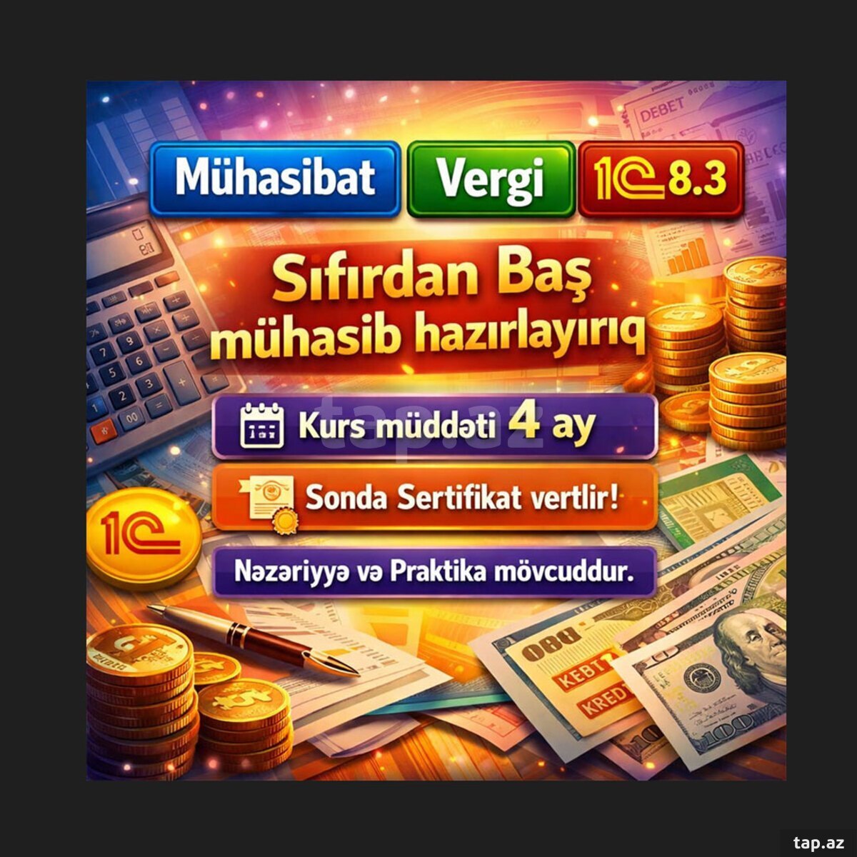 1C mühasibat kursları fərdi dərslər