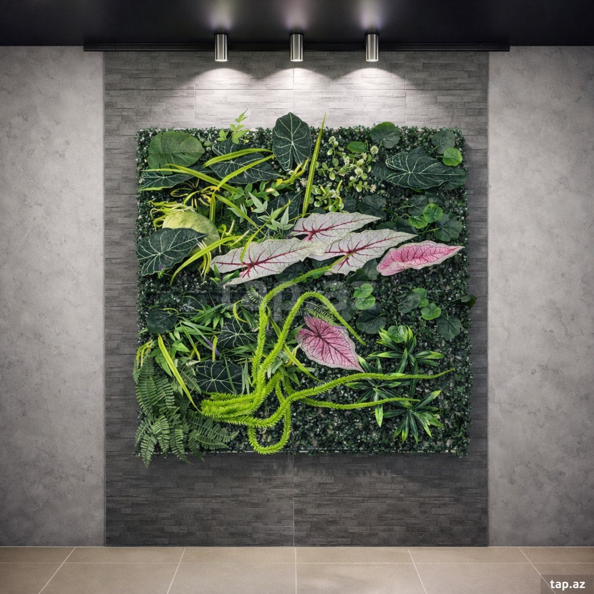  Süni yaşıllıq divar paneli 615s, plastik, 100x100 sm  (9)