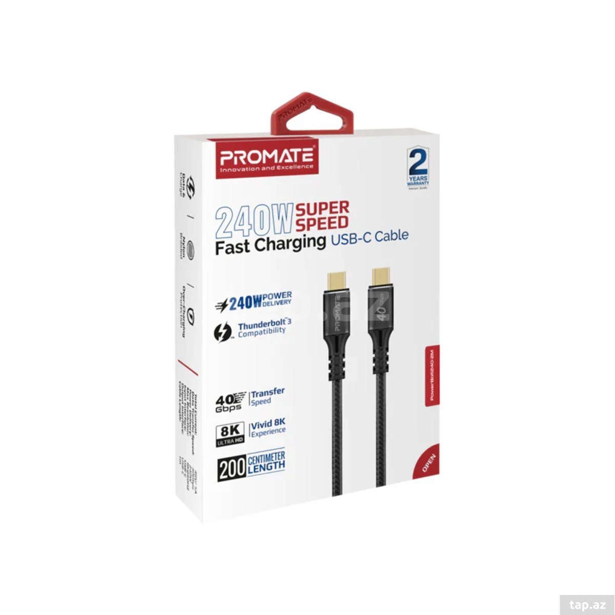 Promate PowerBolt240-2M 240W USB-C cable 2M