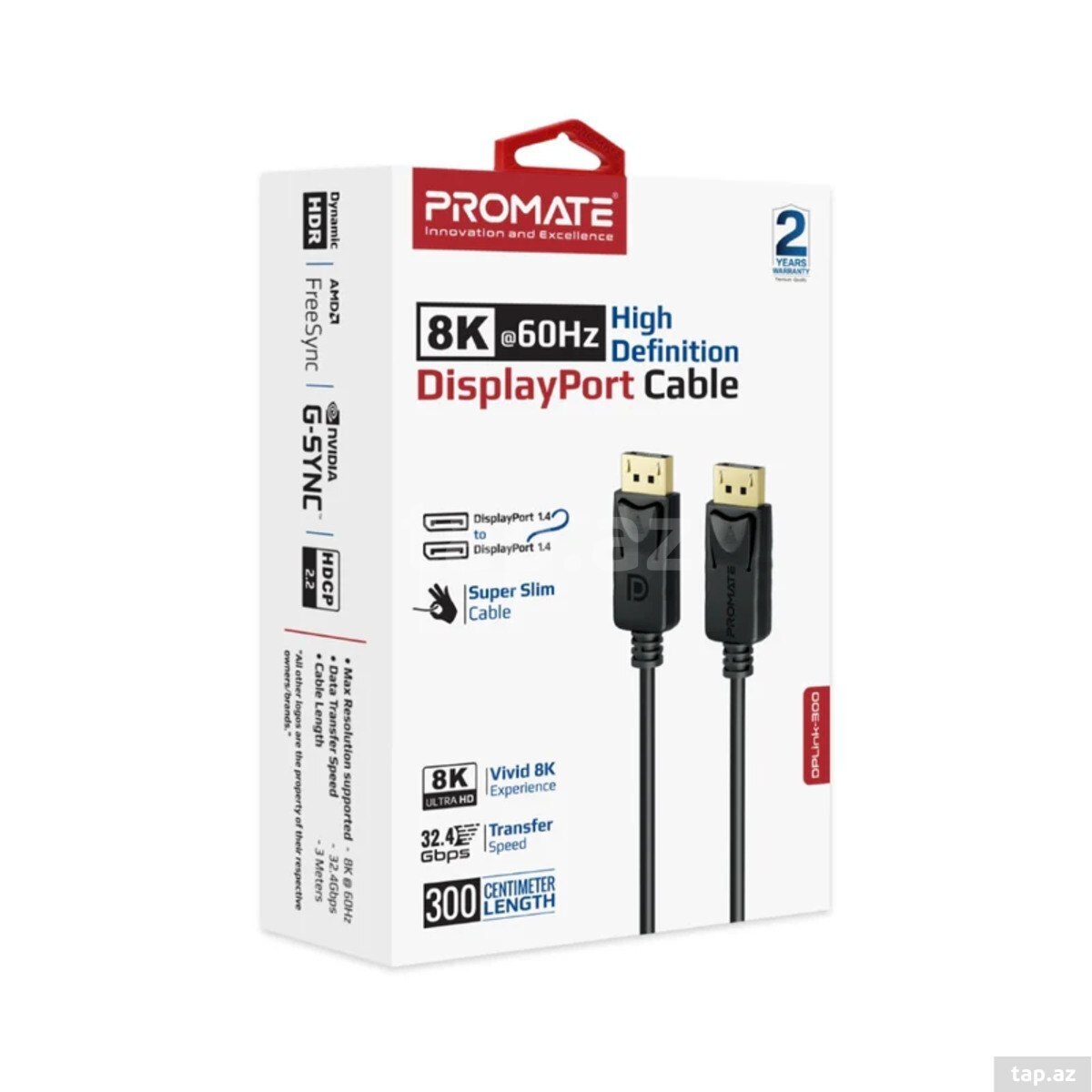 Promate DPLink-300 8K@60Hz High-Definition DisplayPort Cable 3M