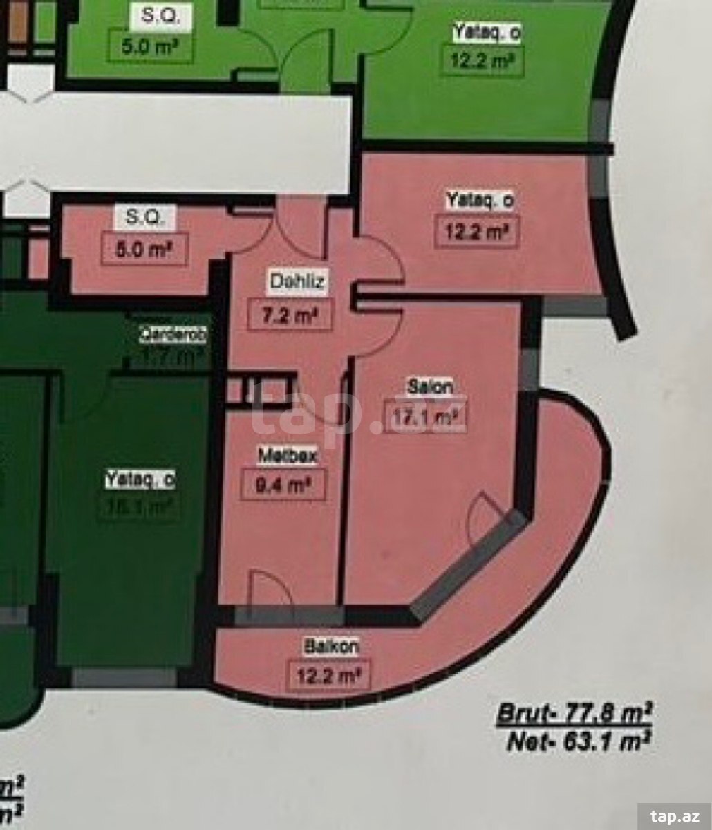 2-otaqlı yeni tikili, Lökbatan qəs., 78 m² (8)