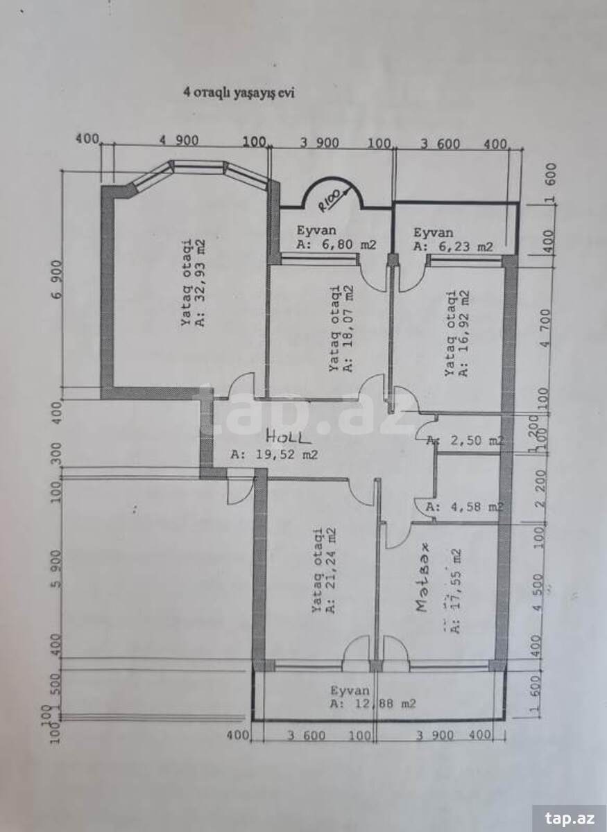 4-otaqlı yeni tikili, Nəsimi r., 160 m²