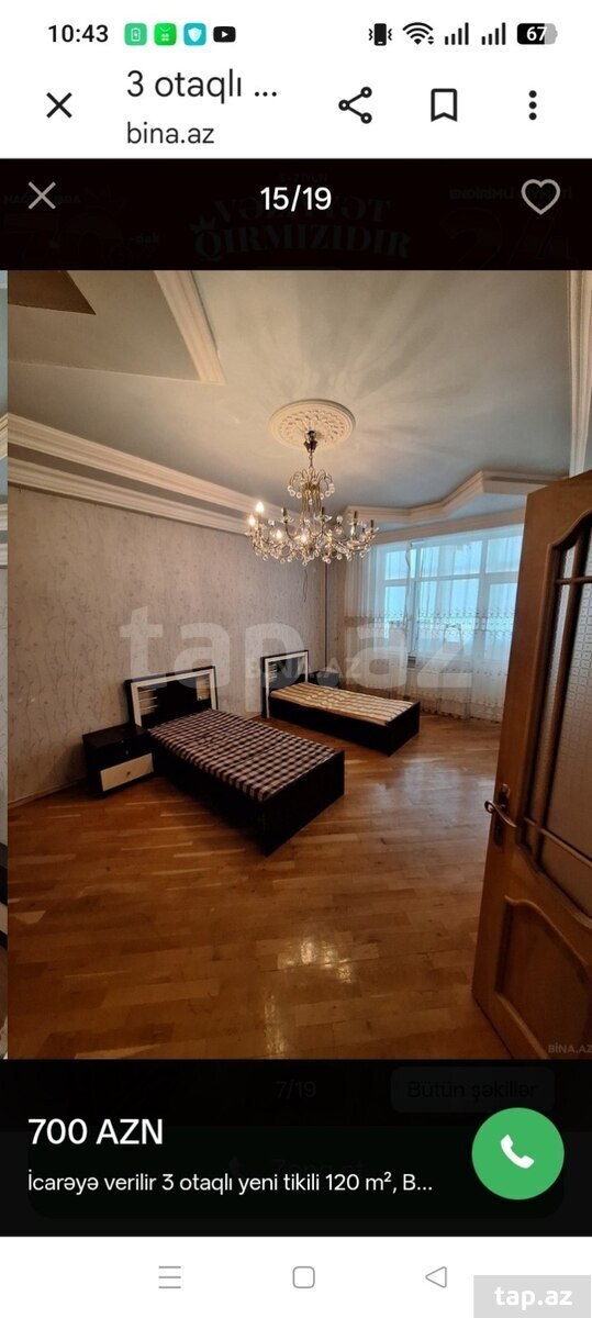 3-otaqlı yeni tikili kirayə verilir, Badamdar qəs., 120 m² (22)