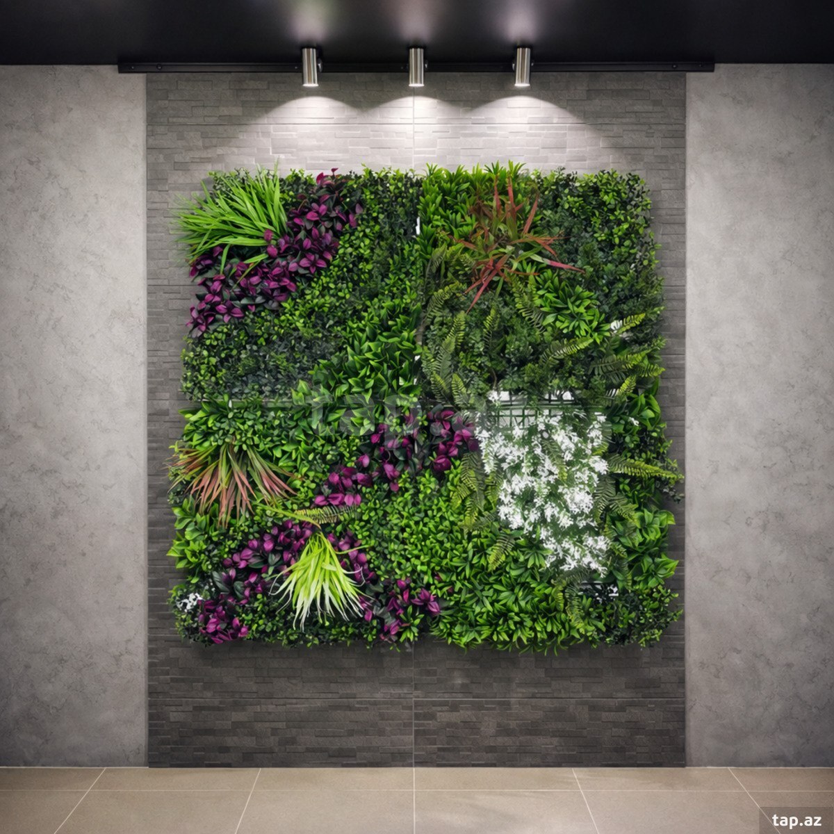 Süni yaşıllıq divar paneli 611, plastik, 100x100 sm  (2)
