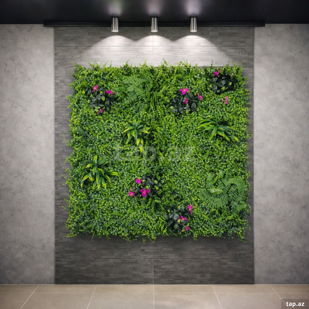 Süni yaşıllıq divar paneli 611, plastik, 100x100 sm  (5)