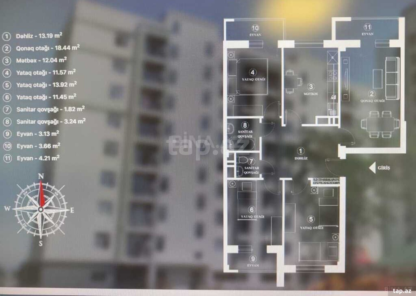 3-otaqlı yeni tikili, Yasamal r., 111 m² (22)