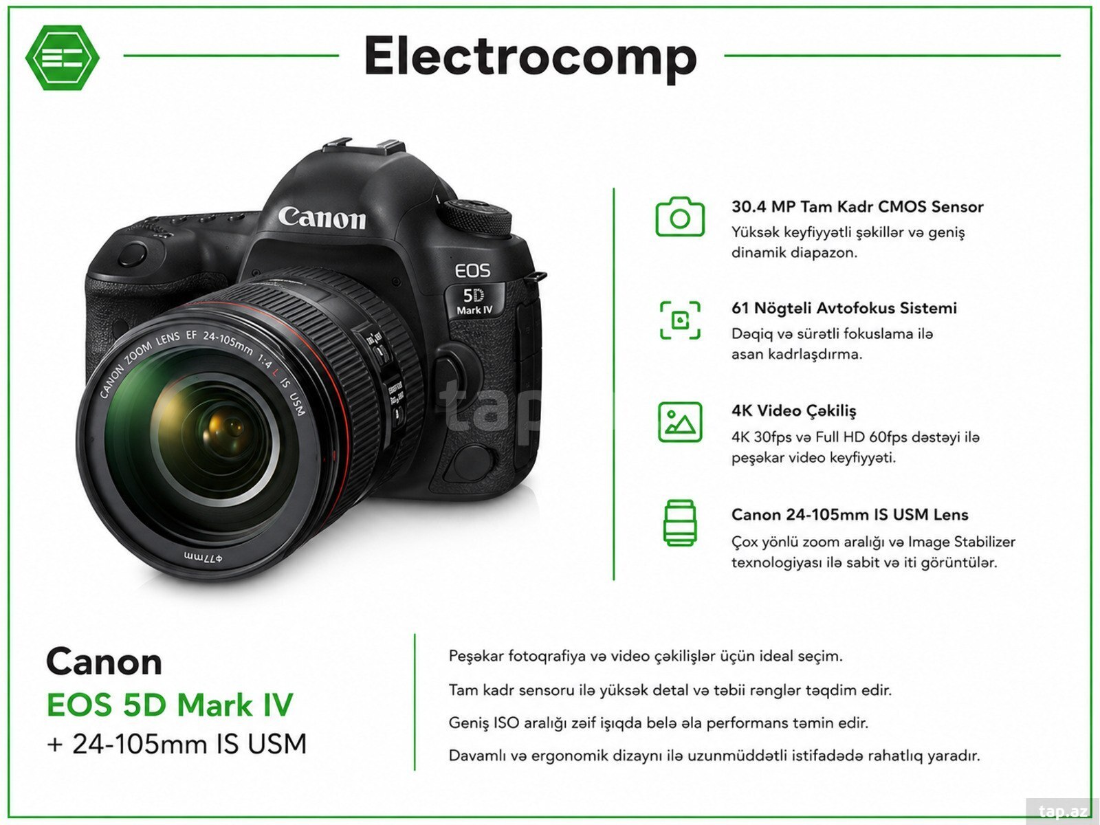 Canon EOS 5D Mark IV + 24-105mm IS USM