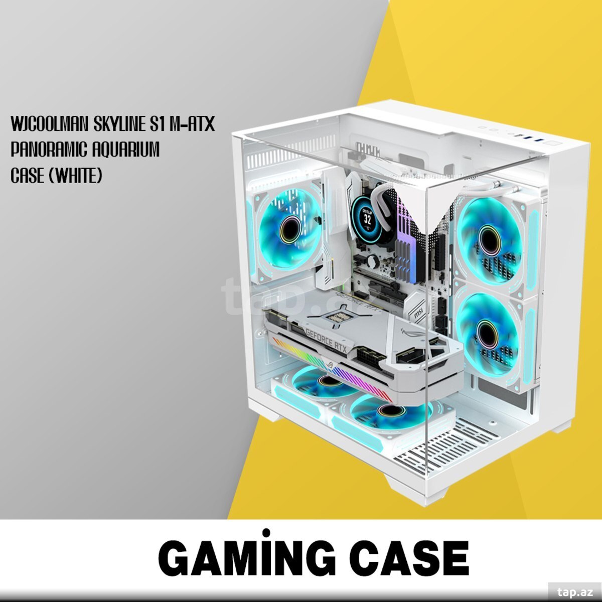 Gaming case "WjCoolman Skyline S1 M-Atx Panoramic Aquarium Case (White)"