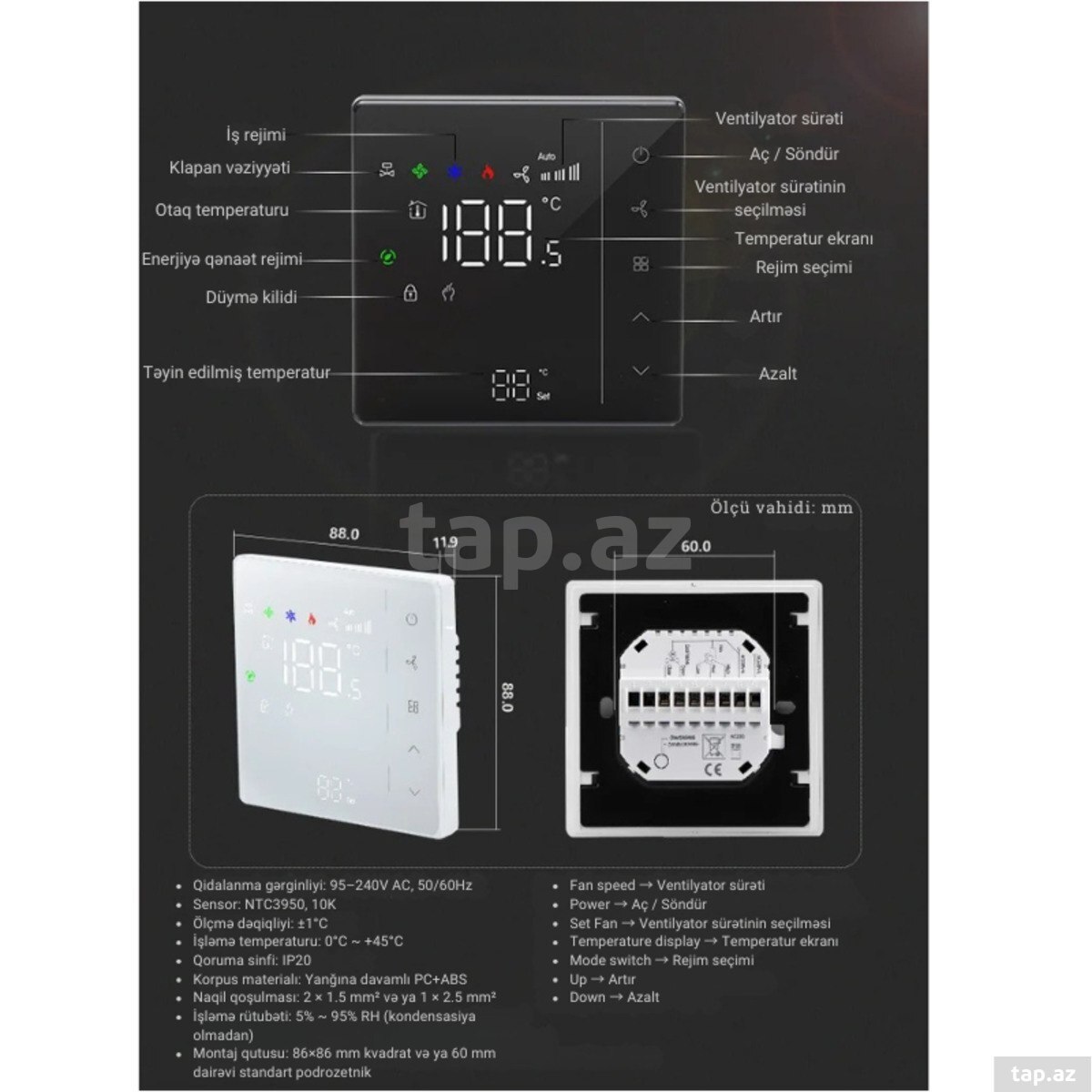 Ağıllı Fan Coil Termostatı Tuya WiFi (2-Pipe FCU) (7)