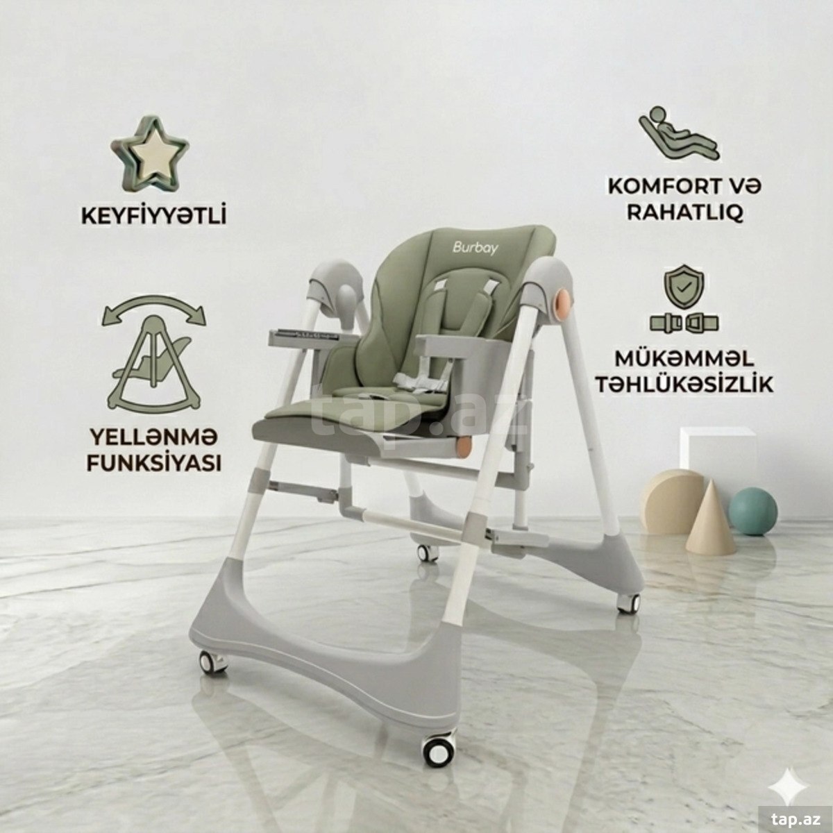 Yellənən uşaq yedizdirmə oturacağı Burbay 8121 (7)