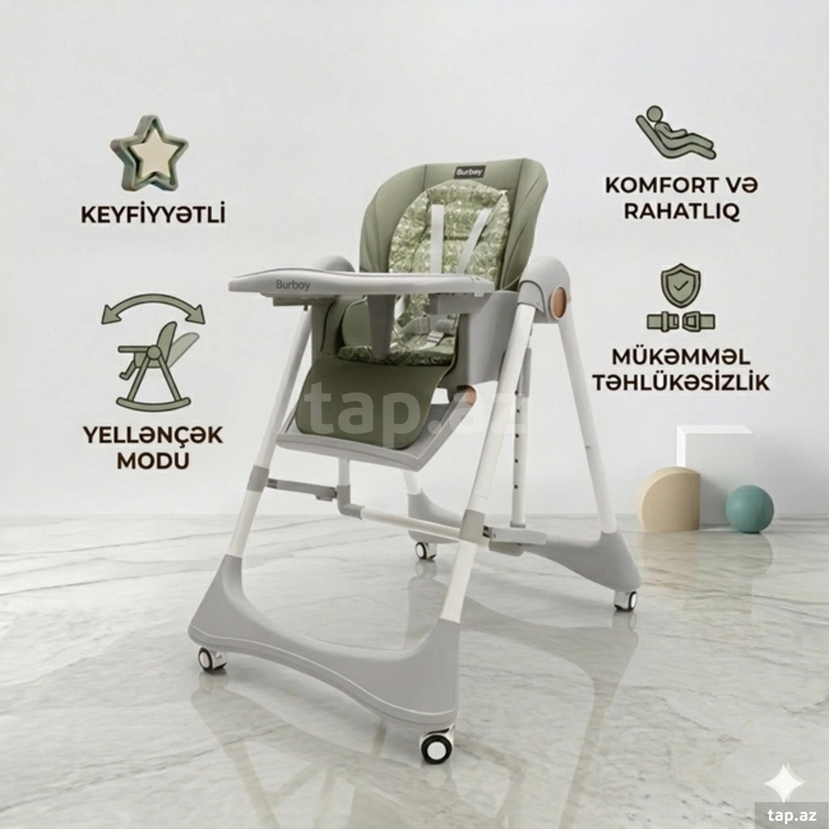 Yellənən uşaq yedizdirmə oturacağı Burbay 8121