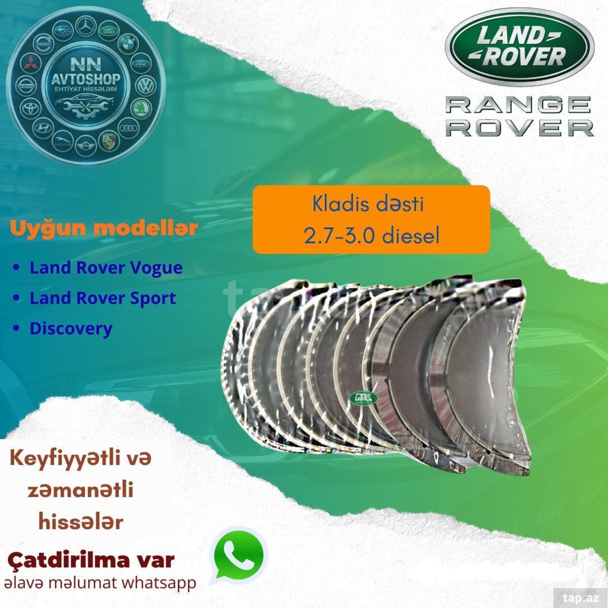 Land Rover 2.7, 3.0 dizel şatun yataqları