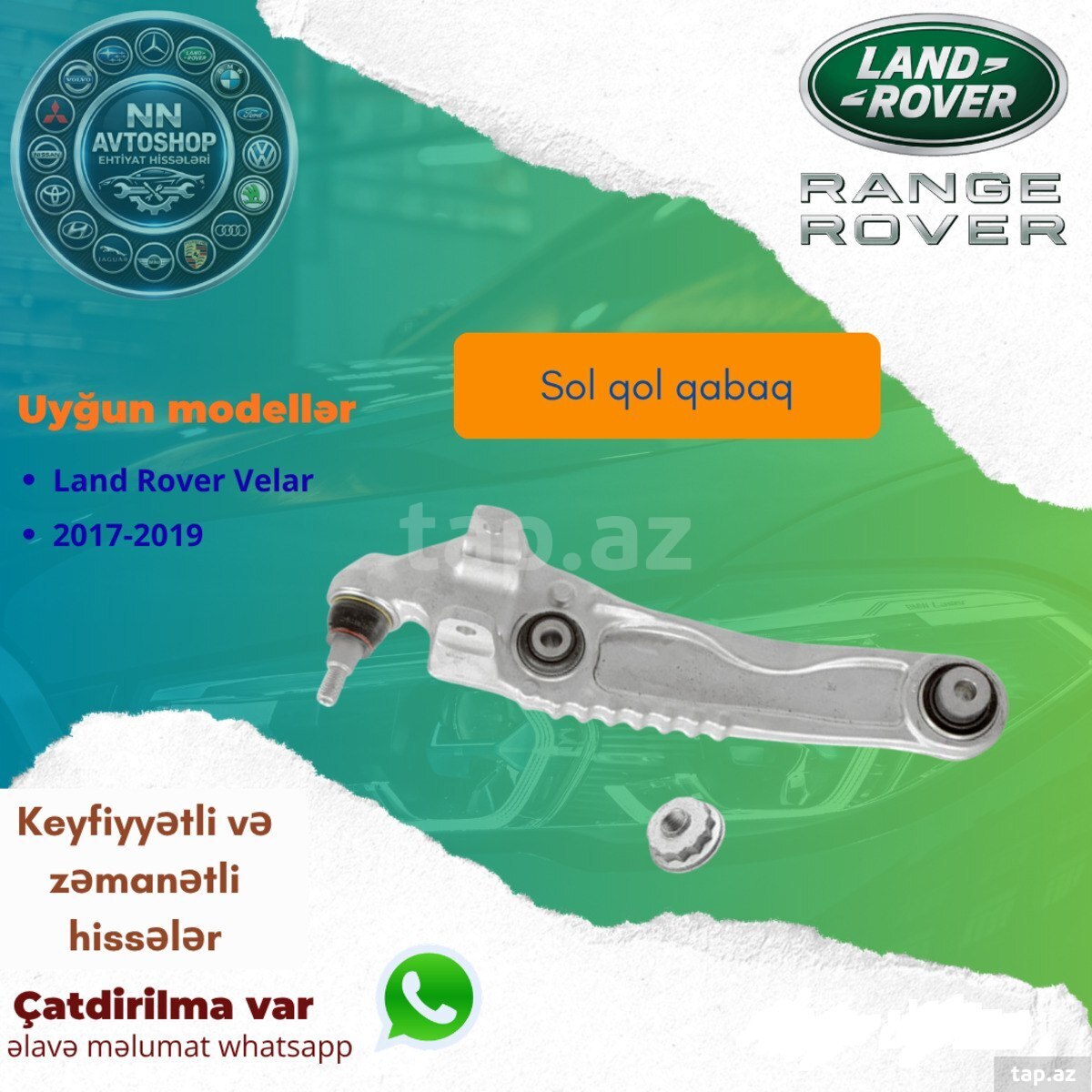 Range Rover Velar 2017-2019 oynaqlı düz qol