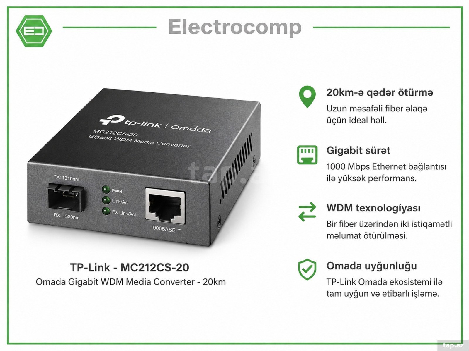 TP-Link MC212CS-20 Omada Gigabit WDM Media Converter