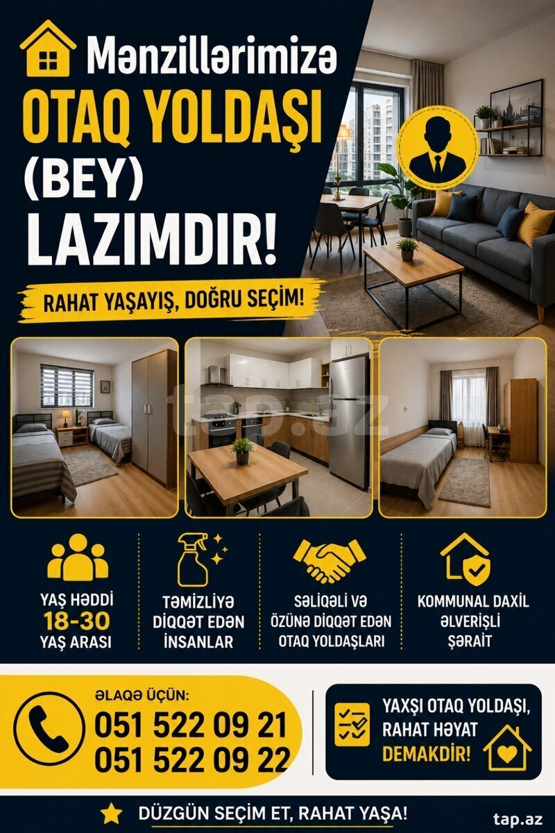 2-otaqlı mənzil kirayə verilir, Əcəmi m., 60 m²