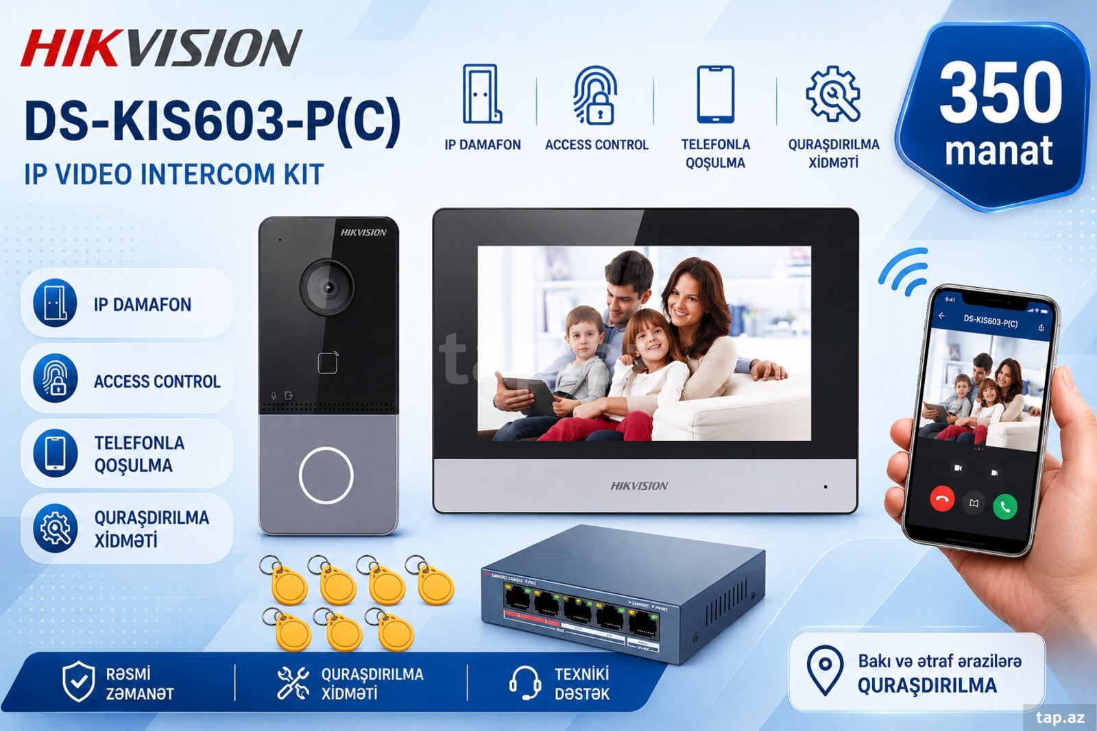 "Hikvision IP" domofon dəsti (DS-KIS603-P(C))