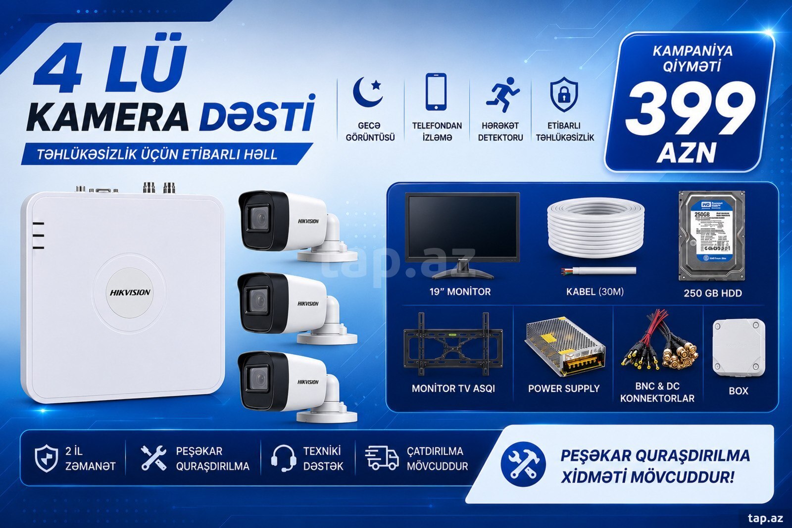Hikvision kamera dəsti
