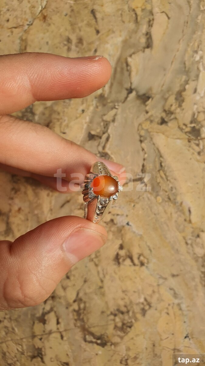 Narıncı əqiq gümüş üzük (4)